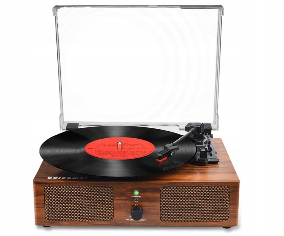 Retro Bluetooth Turntable Wood 3 Gears Solid