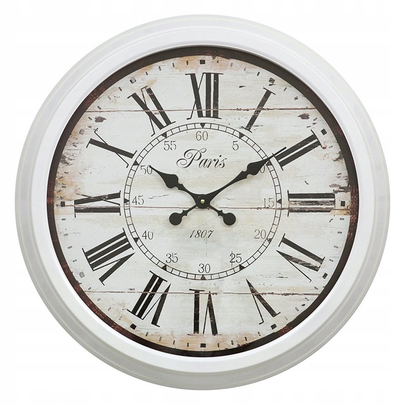 BIELE RETRO NÁstenné HODINY 70x9cm PARÍŽ ČIERNA VEĽK
